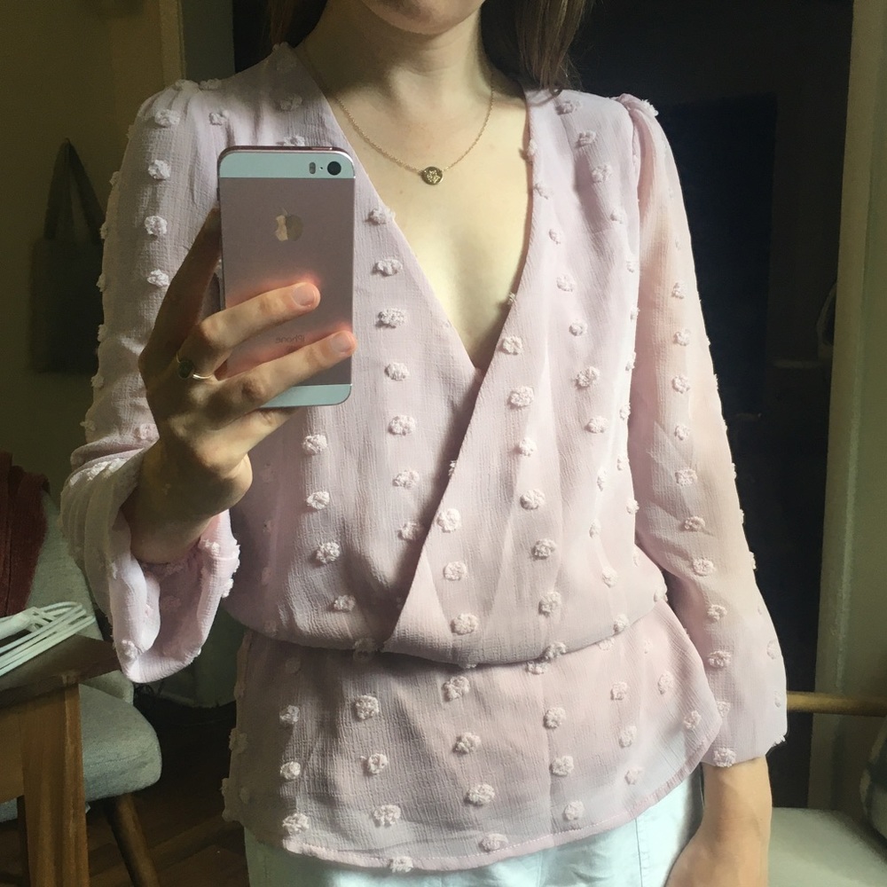 Pom Pom Peplum Top in lilac